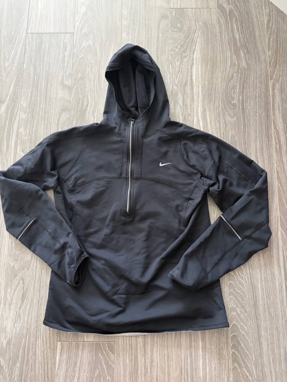 Nike Dri Fit Running Quarter Zip Hoodie Black Size Medium